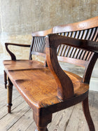 A 1920s Oak Two Seater Bench