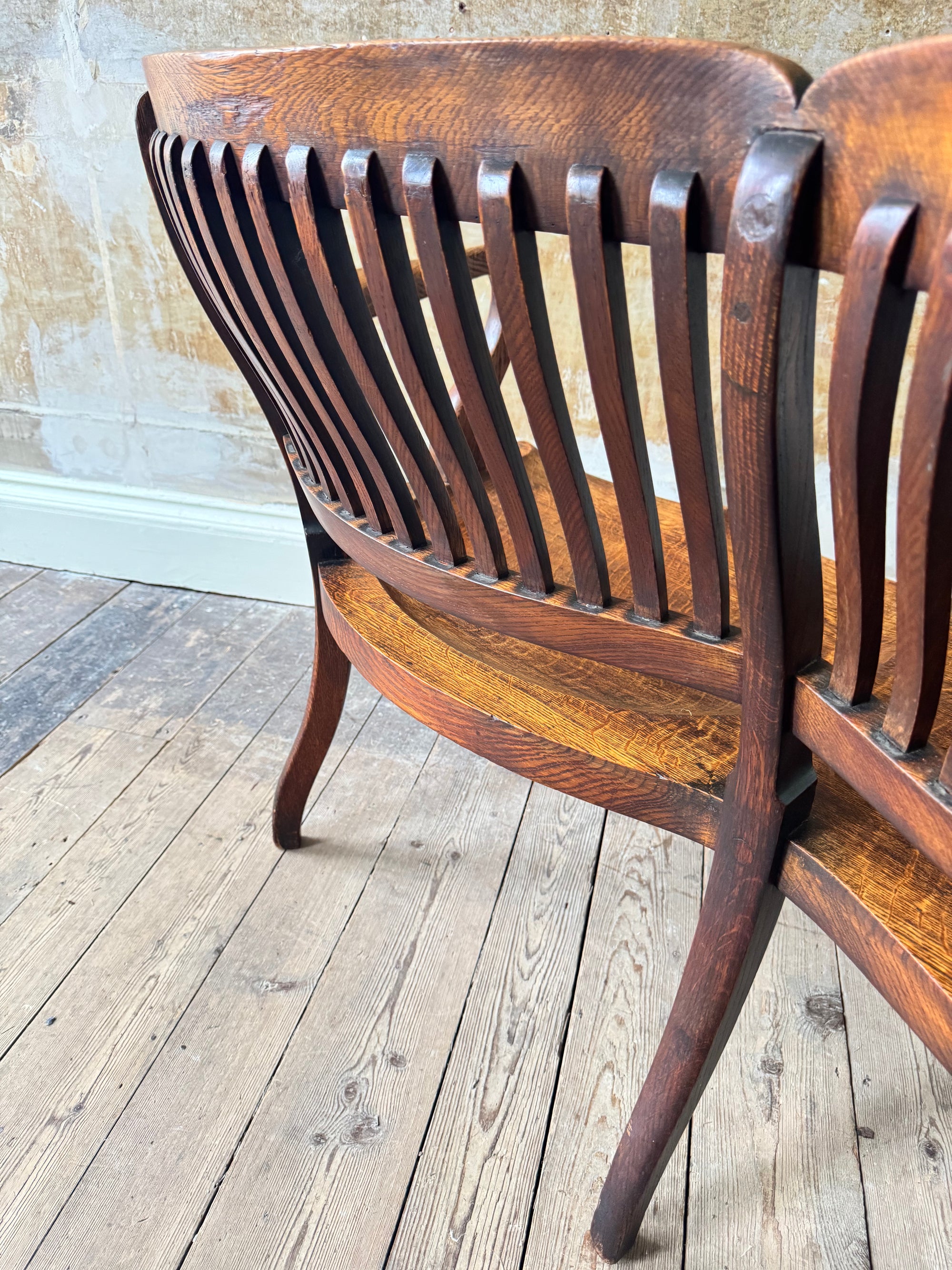 A 1920s Oak Two Seater Bench