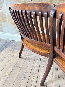 A 1920s Oak Two Seater Bench
