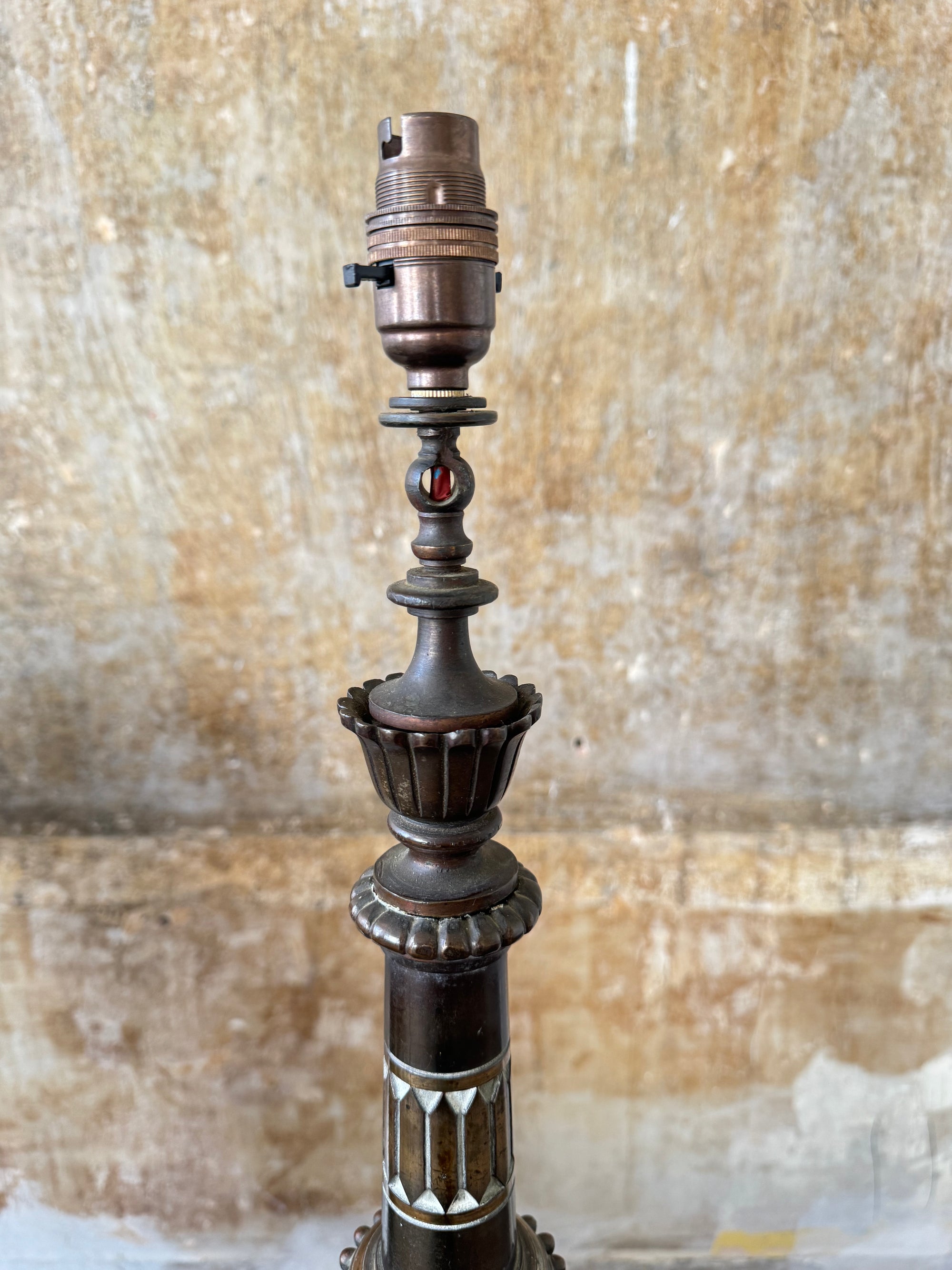 A 19th Century Bronzed and Gilt Column Lamp