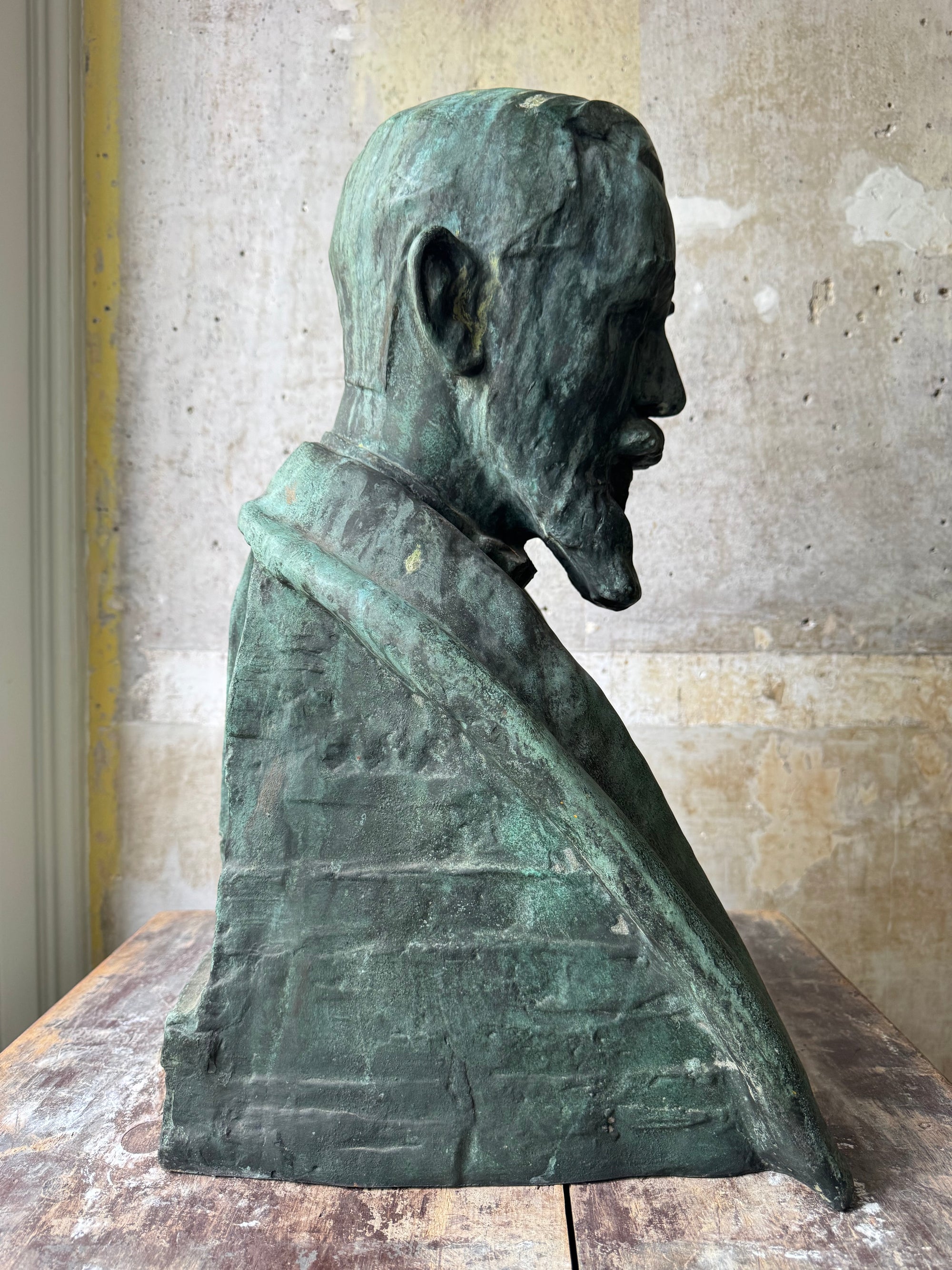 Oscar De Clerck Bronze Male Bust