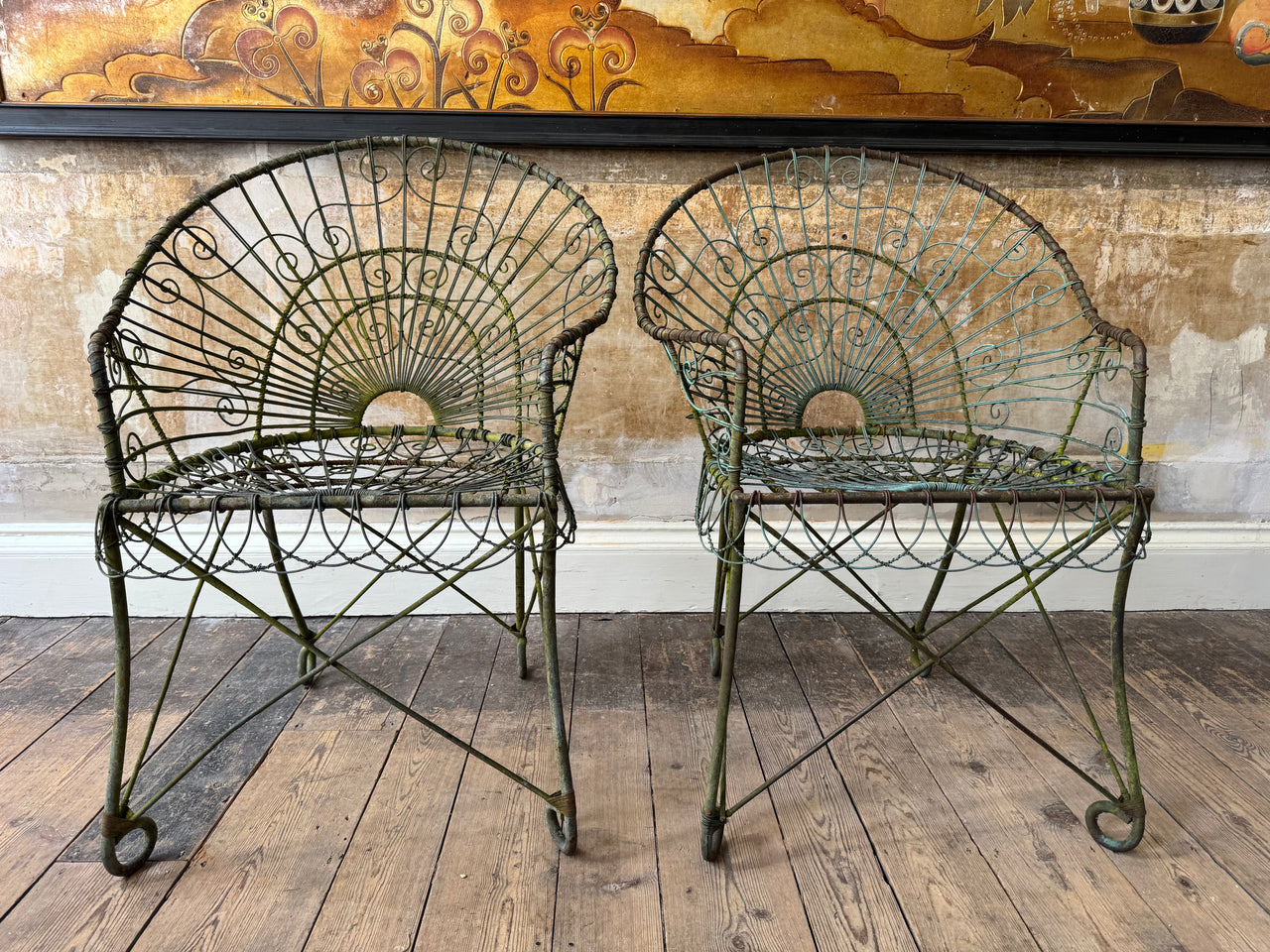 A Pair of Wirework Armchairs