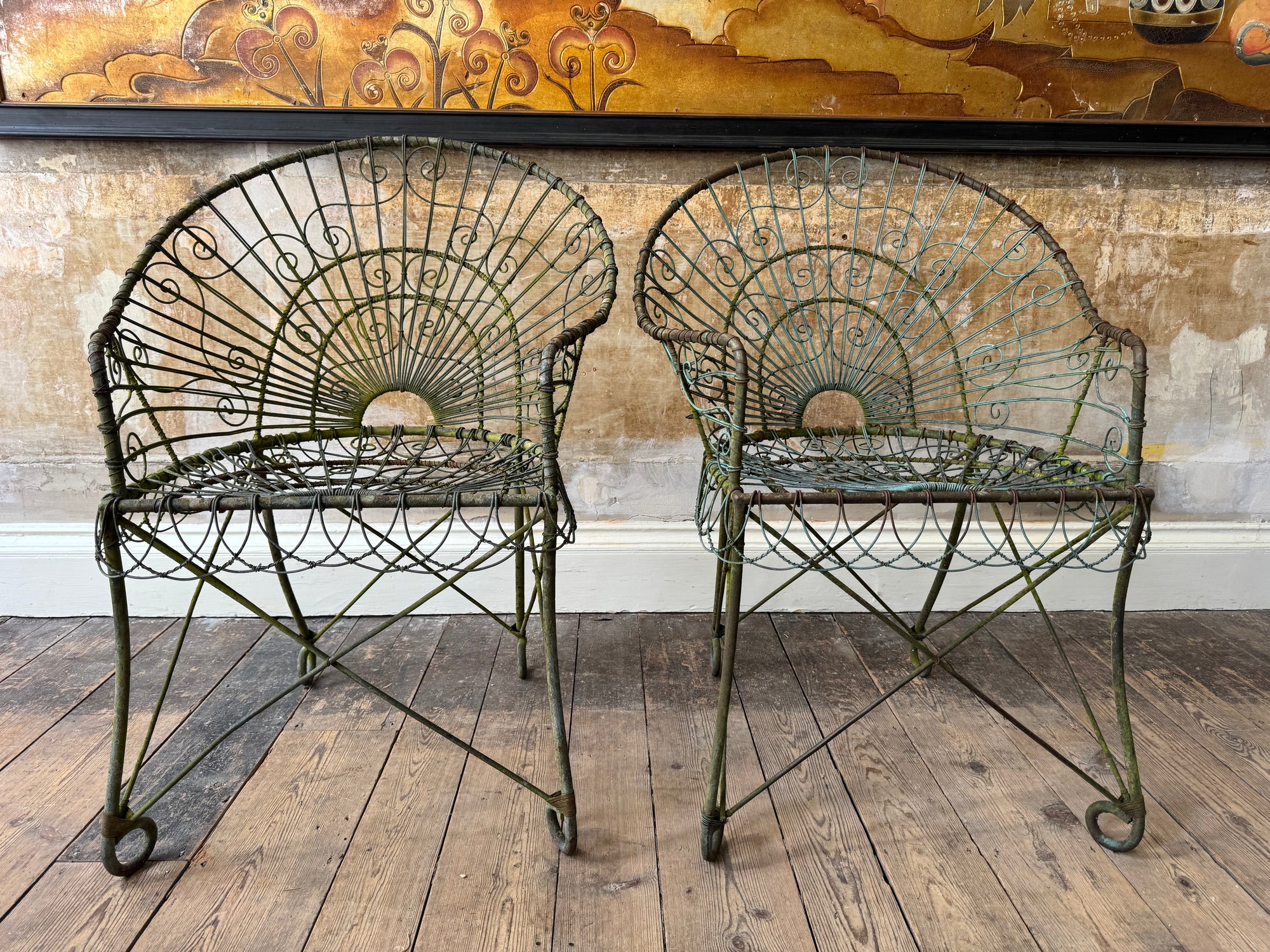 A Pair of Wirework Armchairs