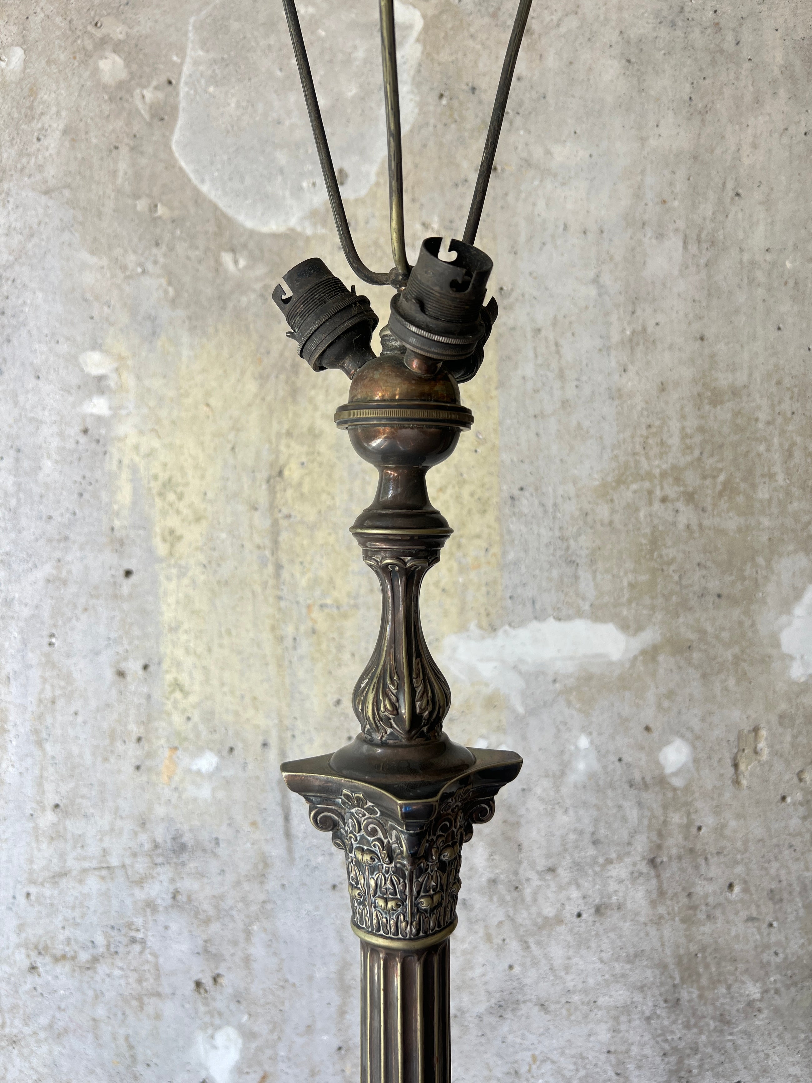 A Silver Plated Column Lamp
