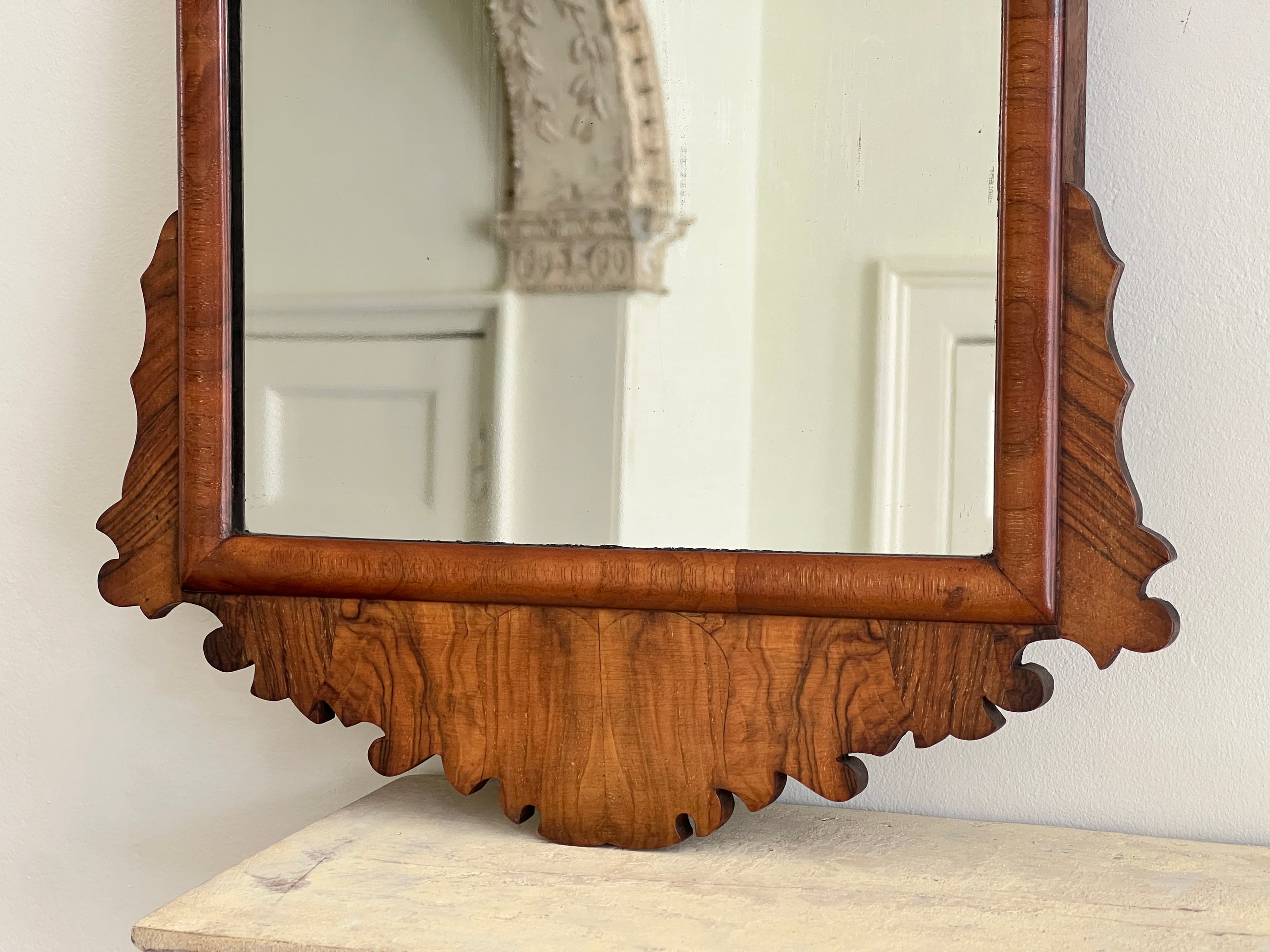 A Late 18th Century Walnut Fret Mirror