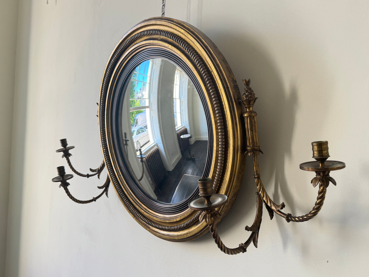 A Regency Giltwood Convex Mirror
