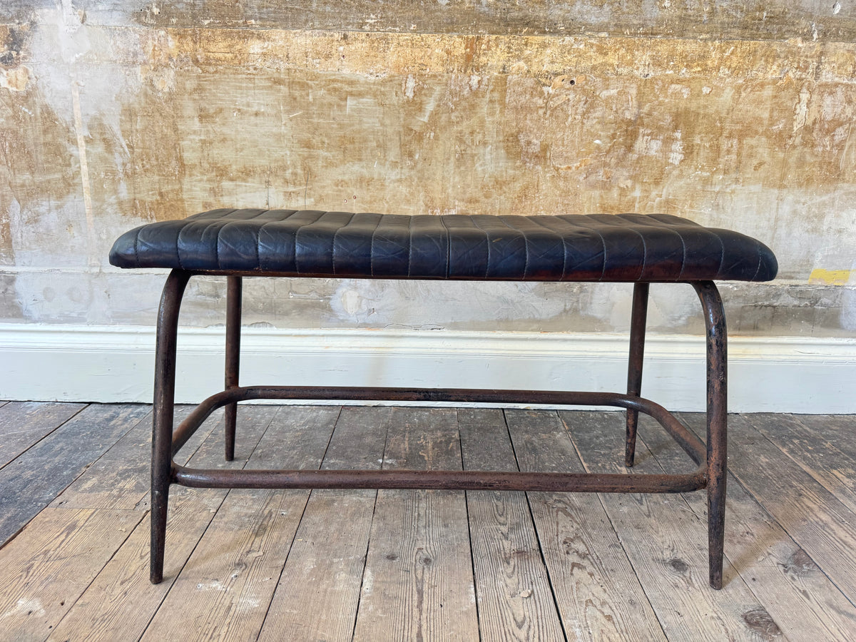 Leather and Steel Bench