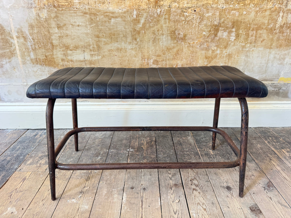 Leather and Steel Bench