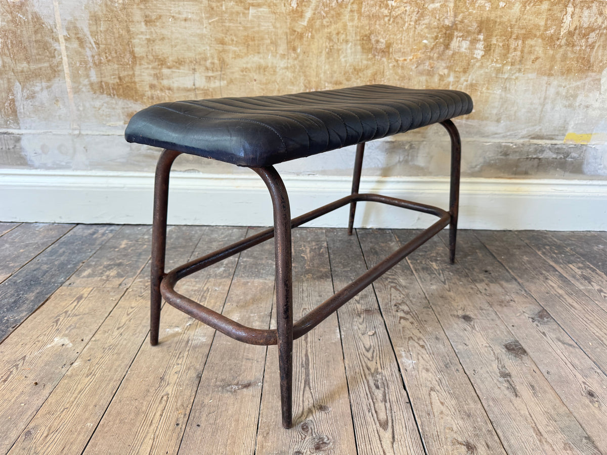 Leather and Steel Bench