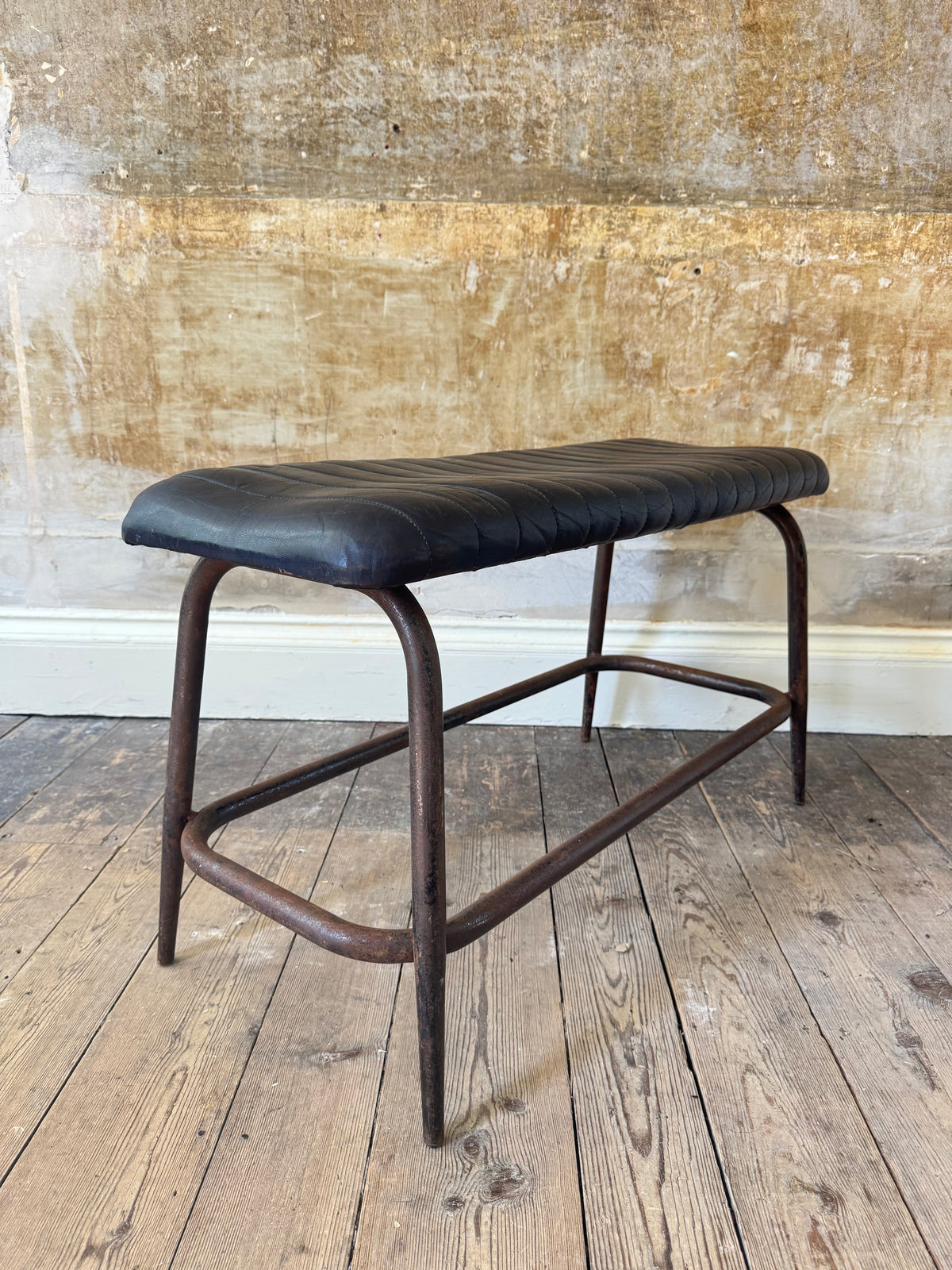 Leather and Steel Bench