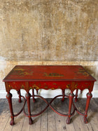 Red Lacquered Chinoiserie Side Table