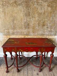 Red Lacquered Chinoiserie Side Table