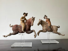 A Pair of Chinese Tang Dynasty Terracotta Polo Players