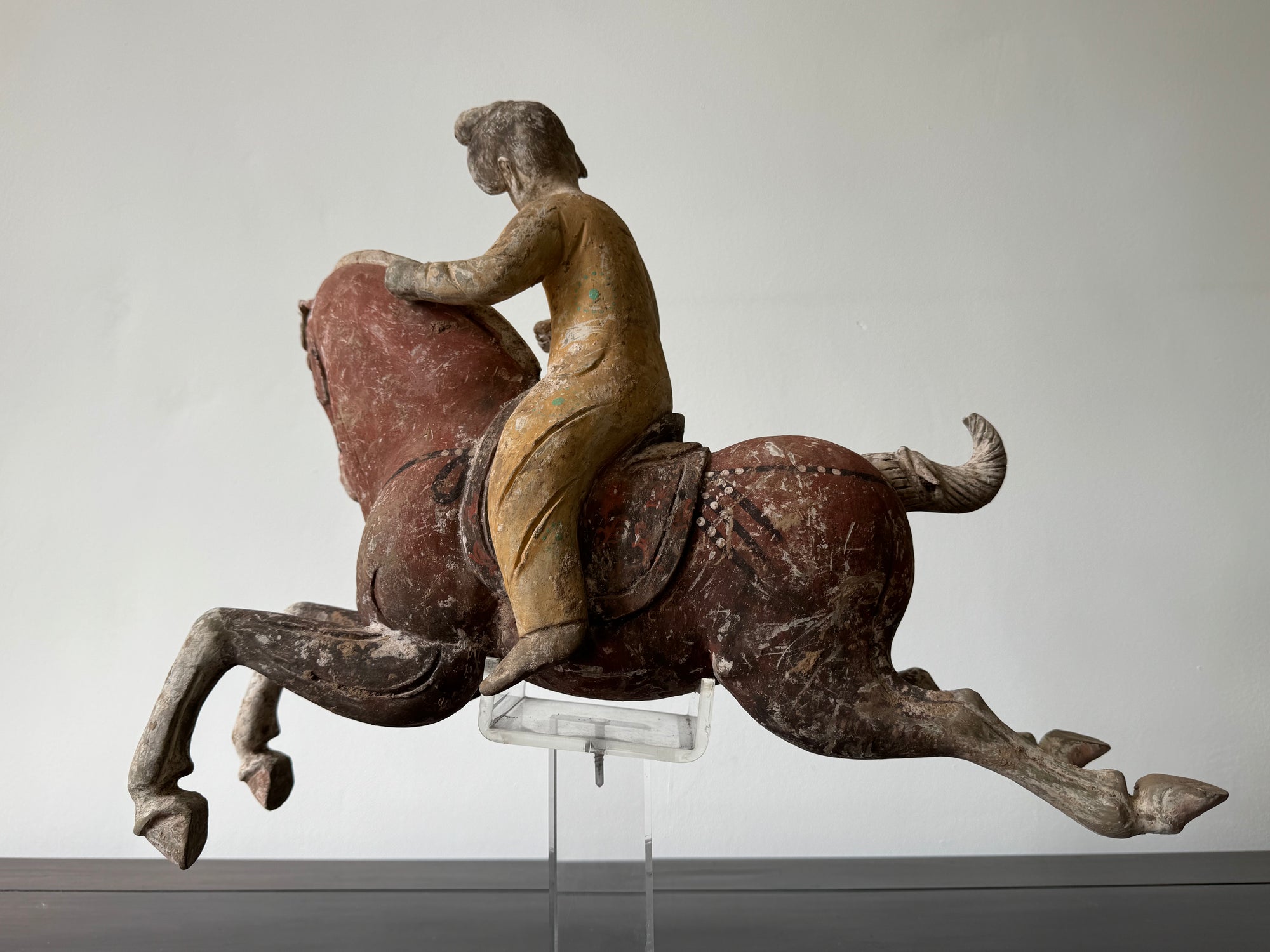 A Pair of Chinese Tang Dynasty Terracotta Polo Players