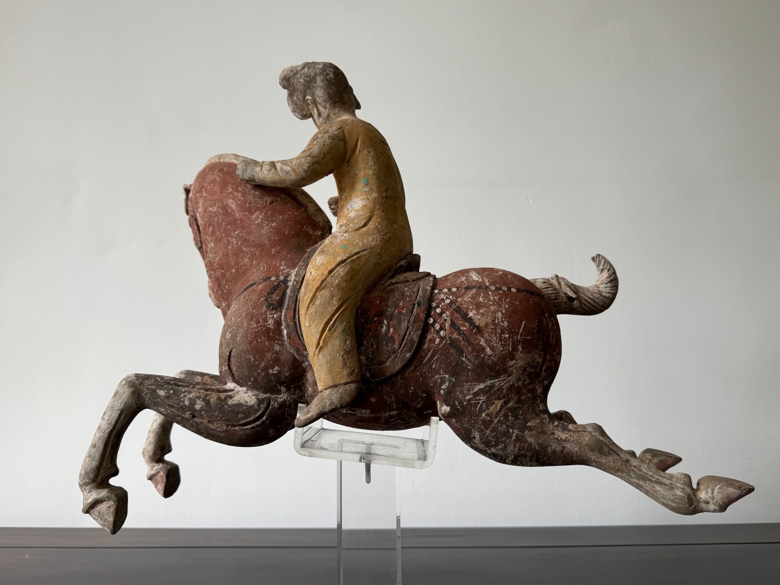 A Pair of Chinese Tang Dynasty Terracotta Polo Players