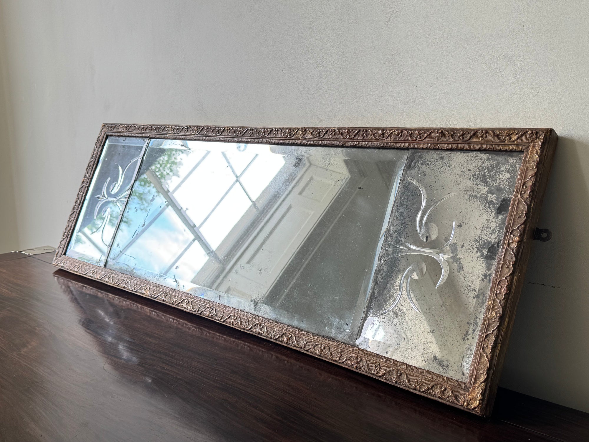 A Queen Anne Triple Plate Overmantel Mirror