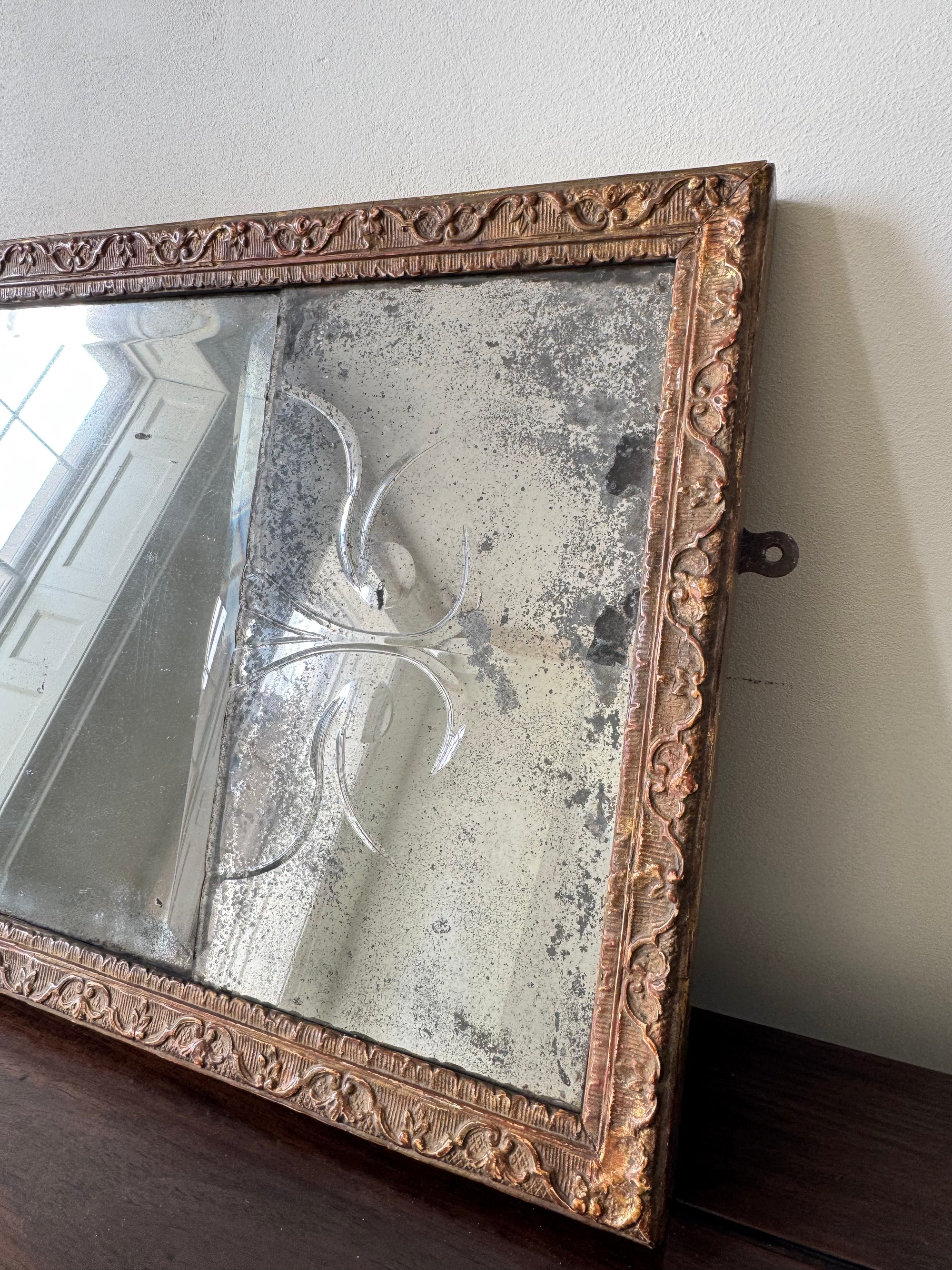 A Queen Anne Triple Plate Overmantel Mirror