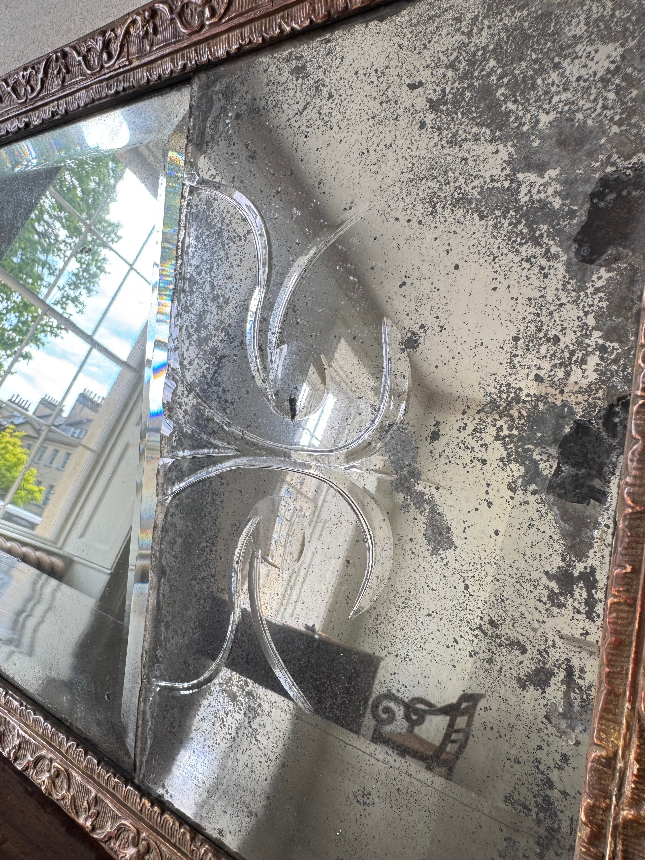 A Queen Anne Triple Plate Overmantel Mirror