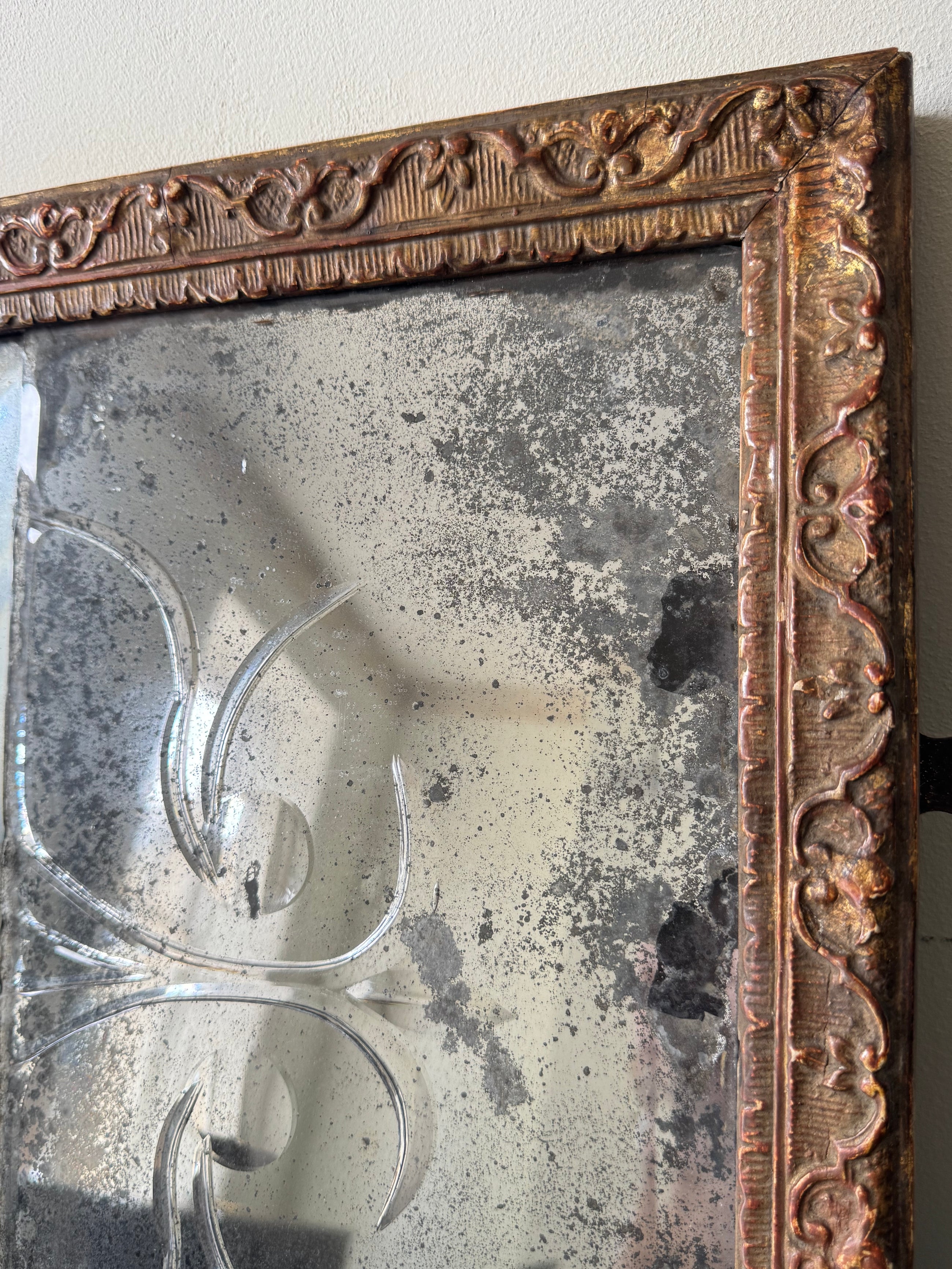 A Queen Anne Triple Plate Overmantel Mirror