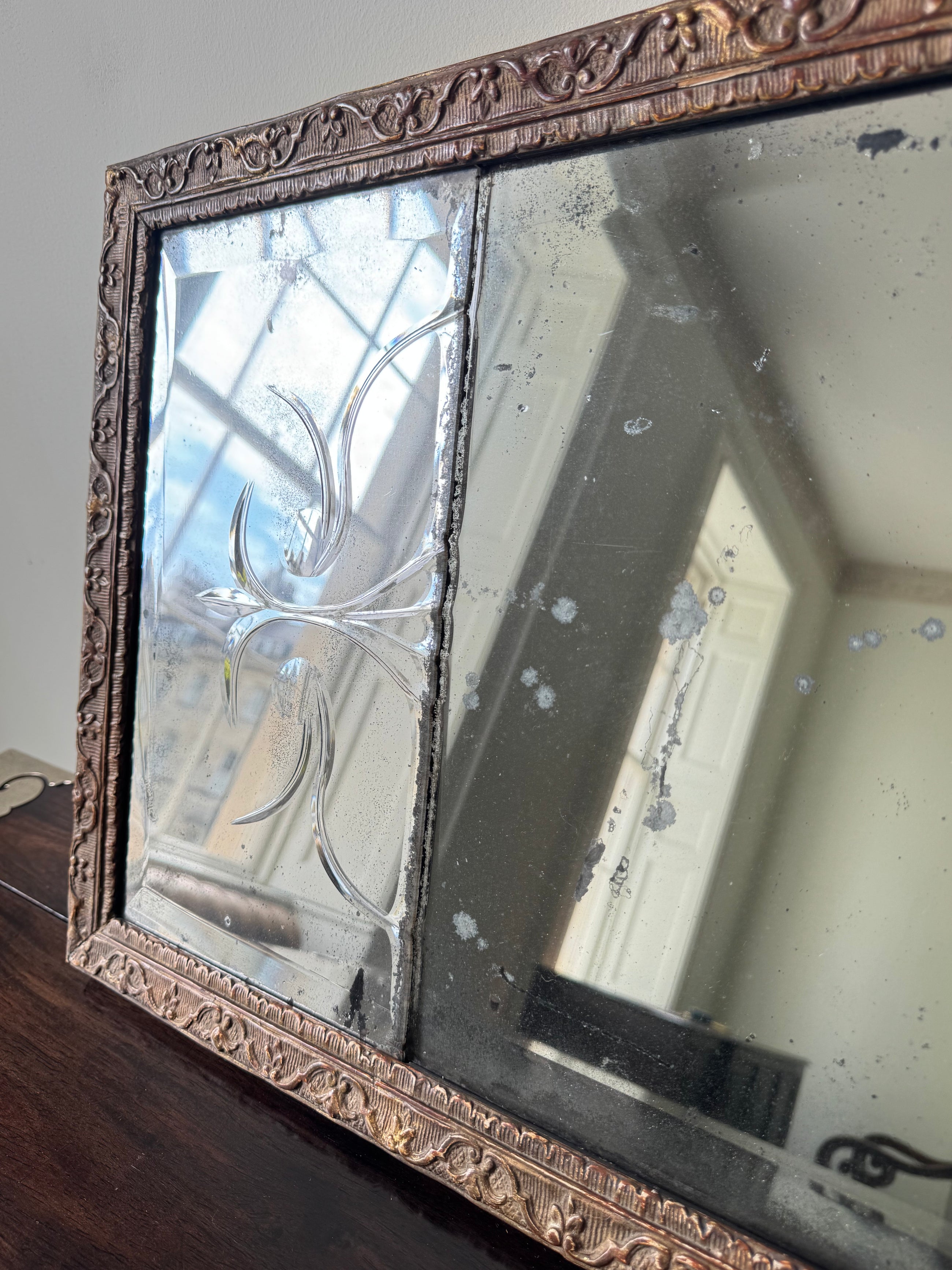 A Queen Anne Triple Plate Overmantel Mirror