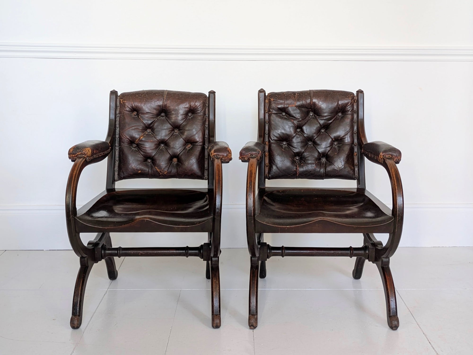 A Pair of 19th Century Reformed Gothic Armchairs