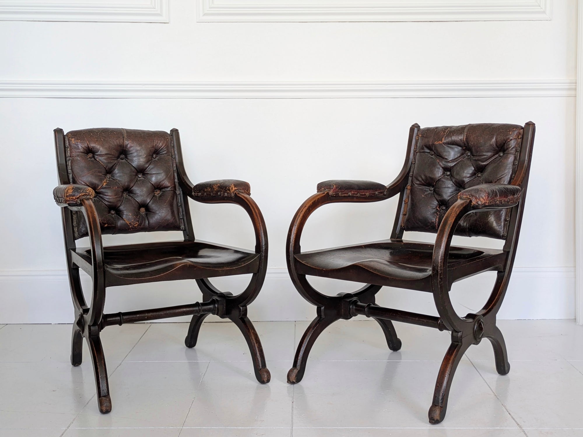 A Pair of 19th Century Reformed Gothic Armchairs