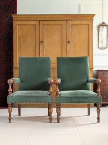 A Pair of 19th Century Walnut Armchairs