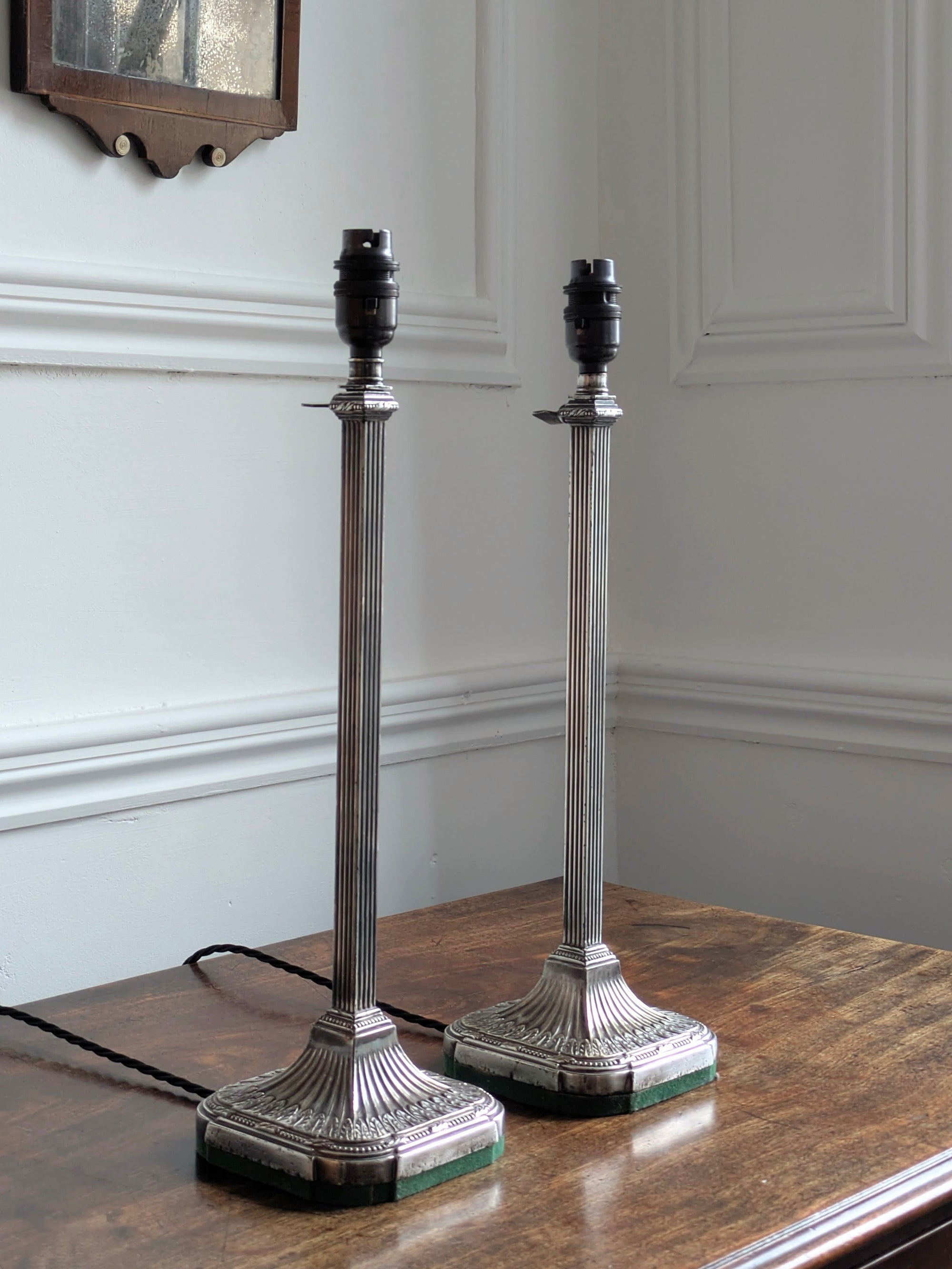 A Pair of Elkington Silver Plate Table Lamps