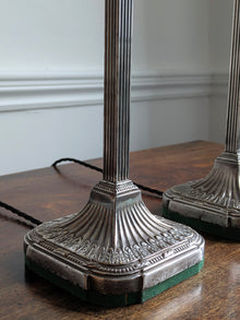 A Pair of Elkington Silver Plate Table Lamps