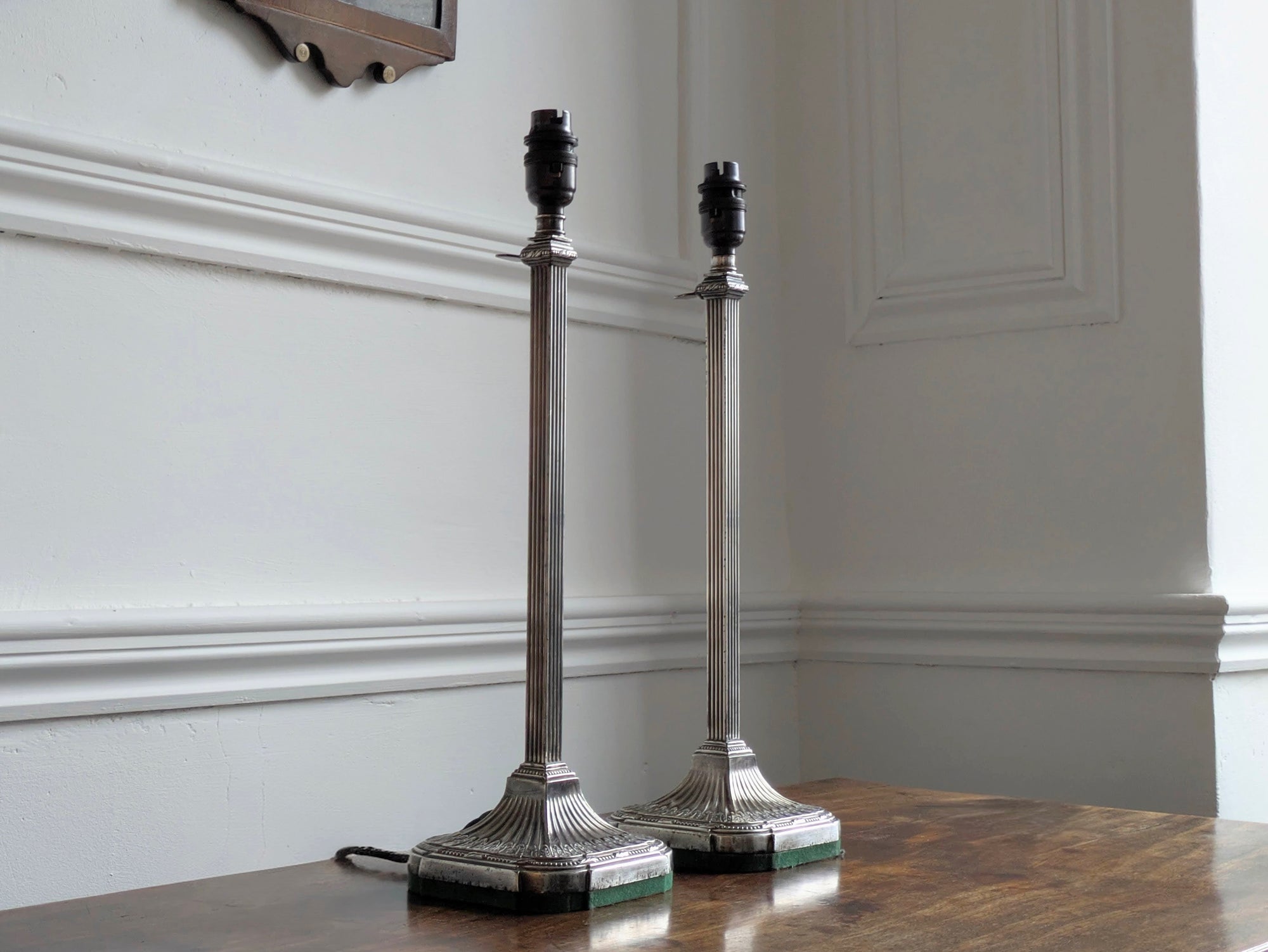 A Pair of Elkington Silver Plate Table Lamps