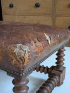 Bobbin Turned Leather Stool