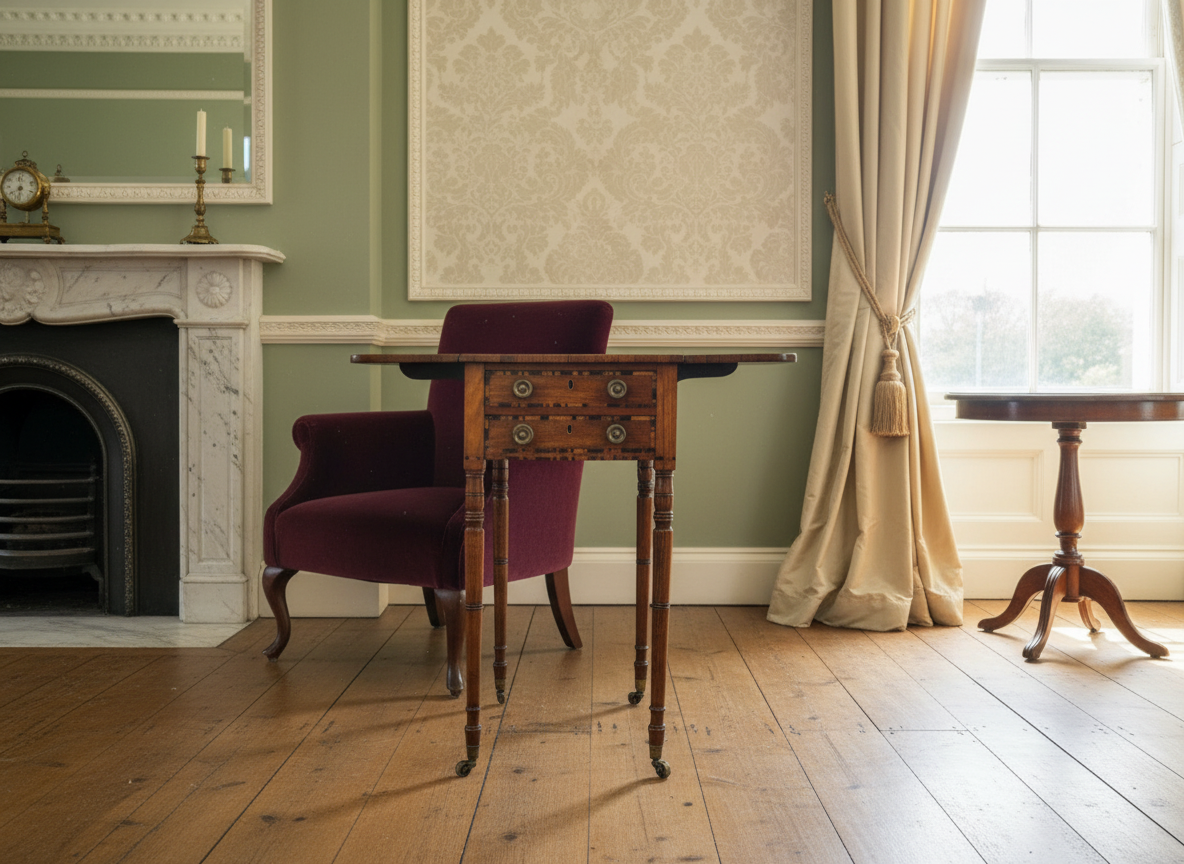 George III Zebra Wood & Mahogany Pembroke Table