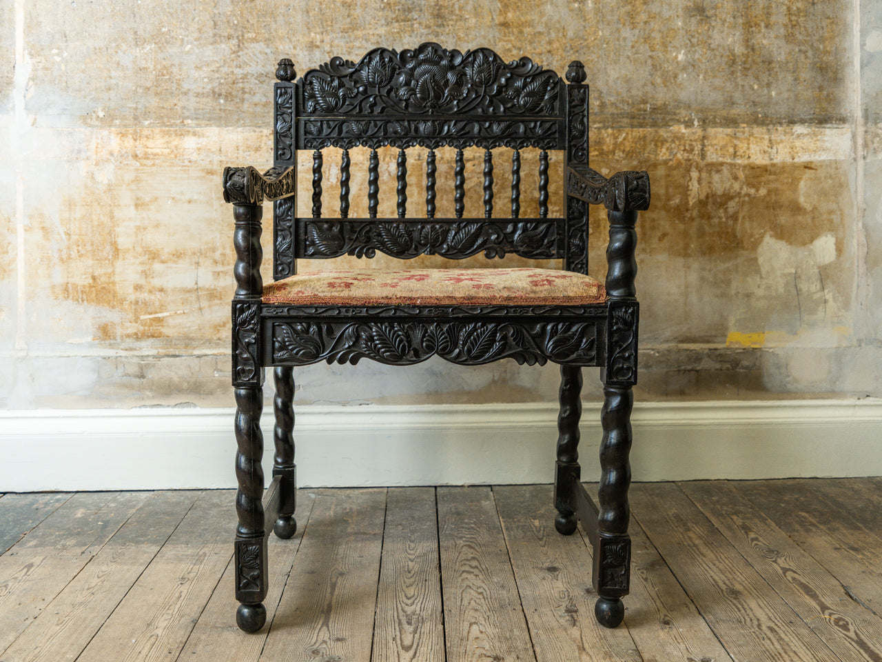 A 17th Century Dutch Colonial Ebony Armchair