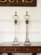 A Pair Of 19th Century Crystal Oil Lamps by Hinks