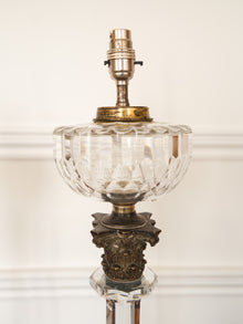 A Pair Of 19th Century Crystal Oil Lamps by Hinks