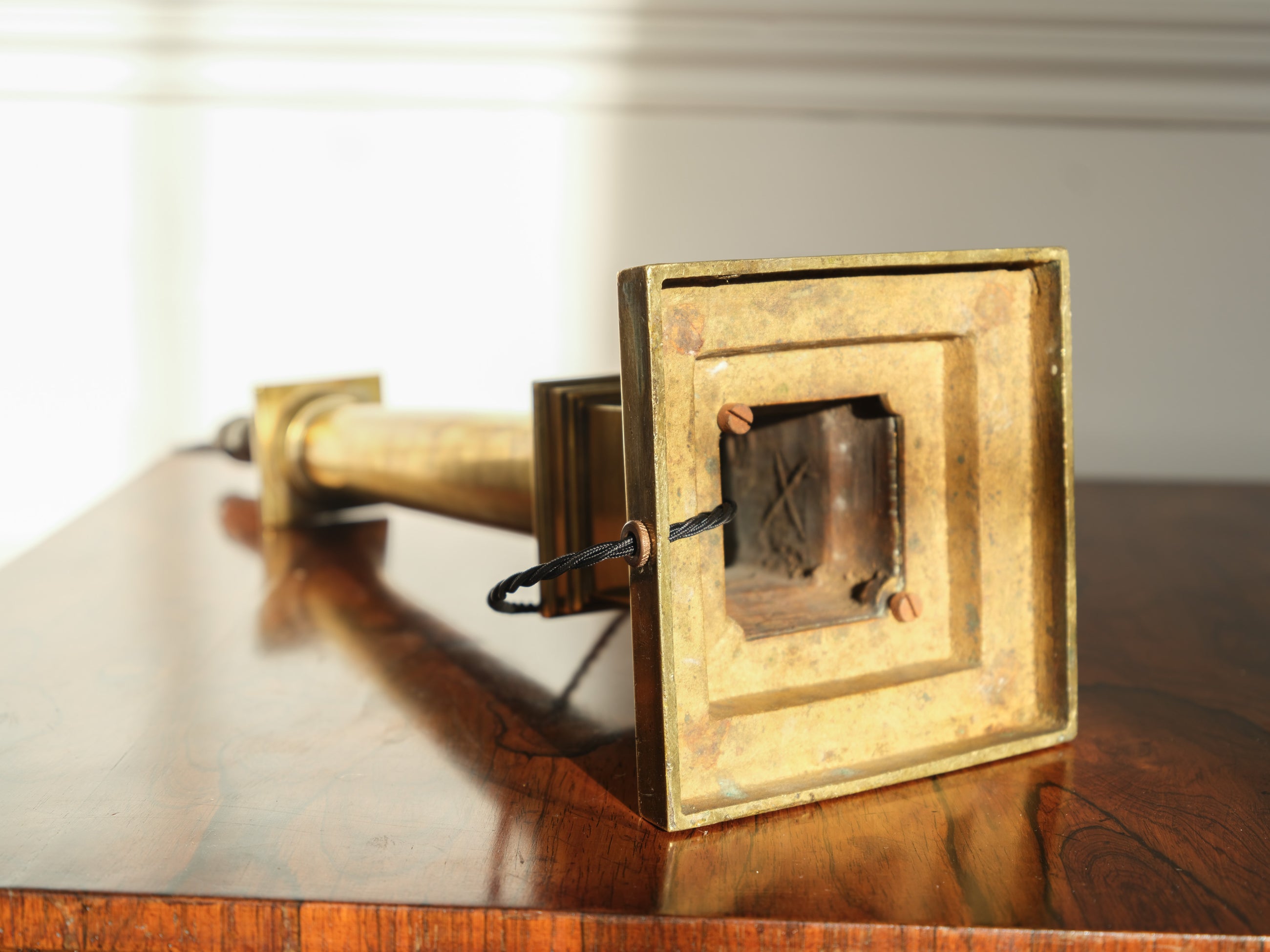 A 19th Century Brass Column Table Lamp