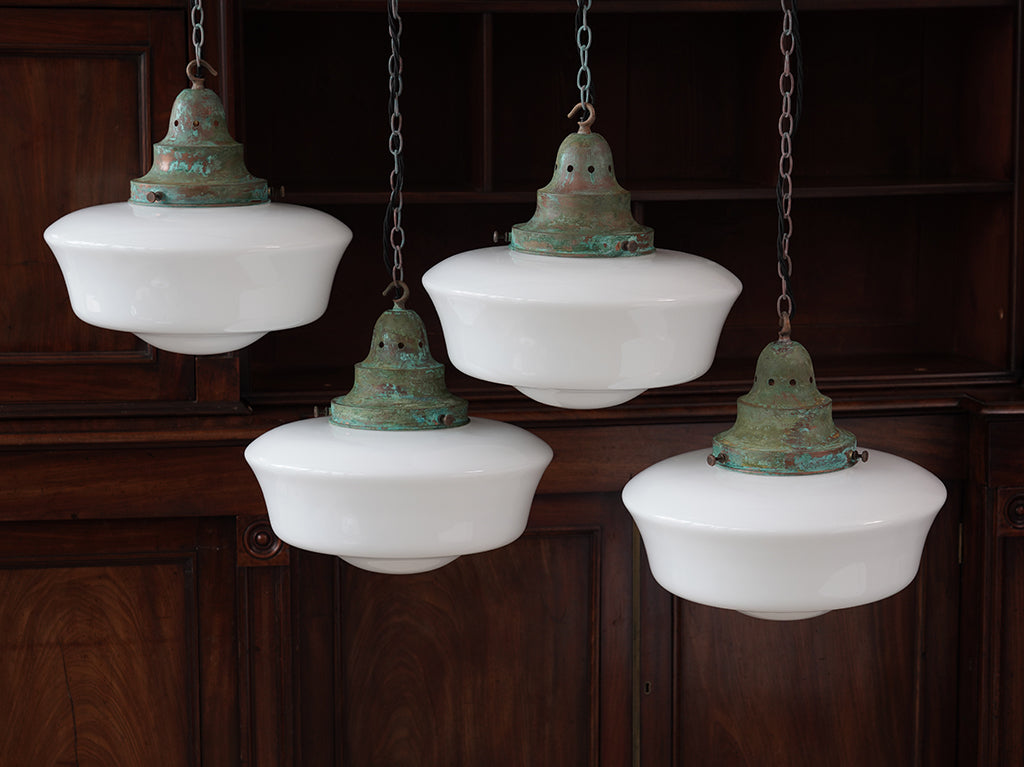 The Capel Bach Opaline Glass Pendant in Verdigris