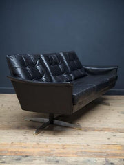 German Black Leather Sofa