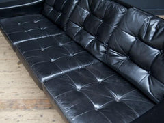 German Black Leather Sofa