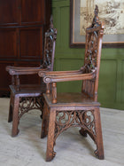 A Pair of 19th Century Oak Gothic Revival Armchairs