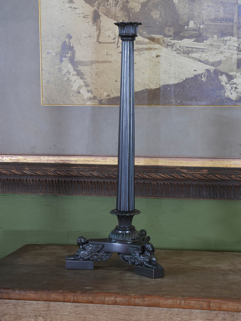 A 19th Century Bronze Neoclassical Column Candlestick
