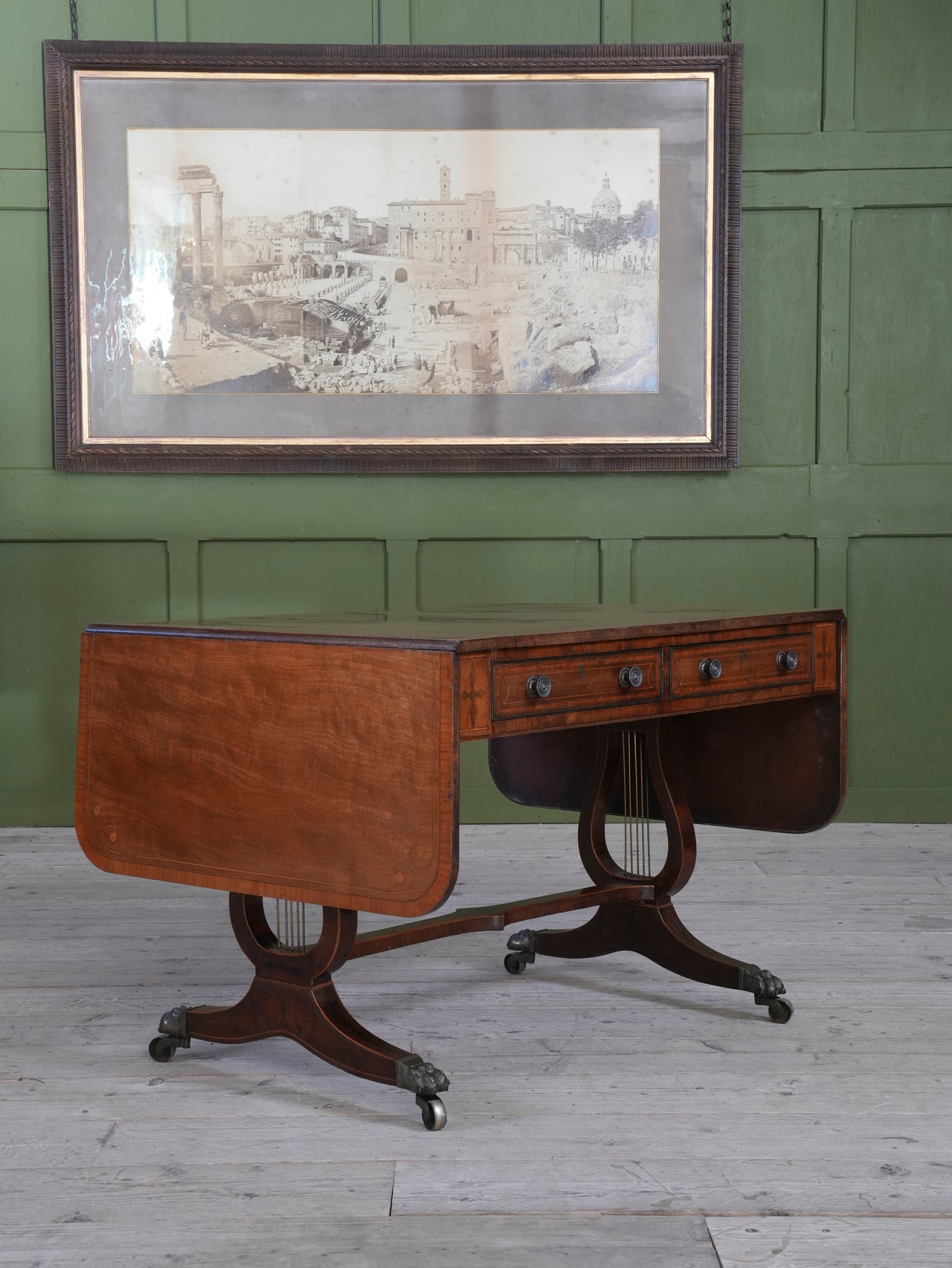 A Regency Lyre Support Sofa Table