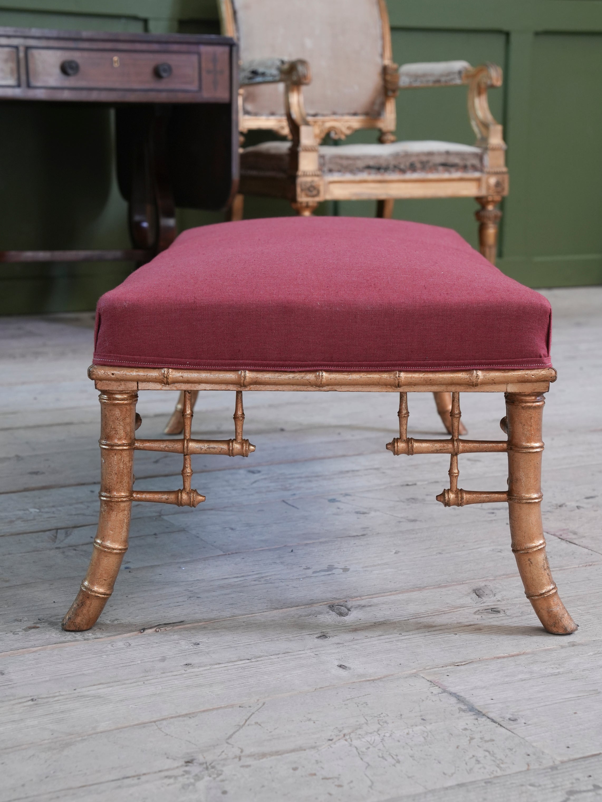 A 19th Century Faux Bamboo Gilt Stool