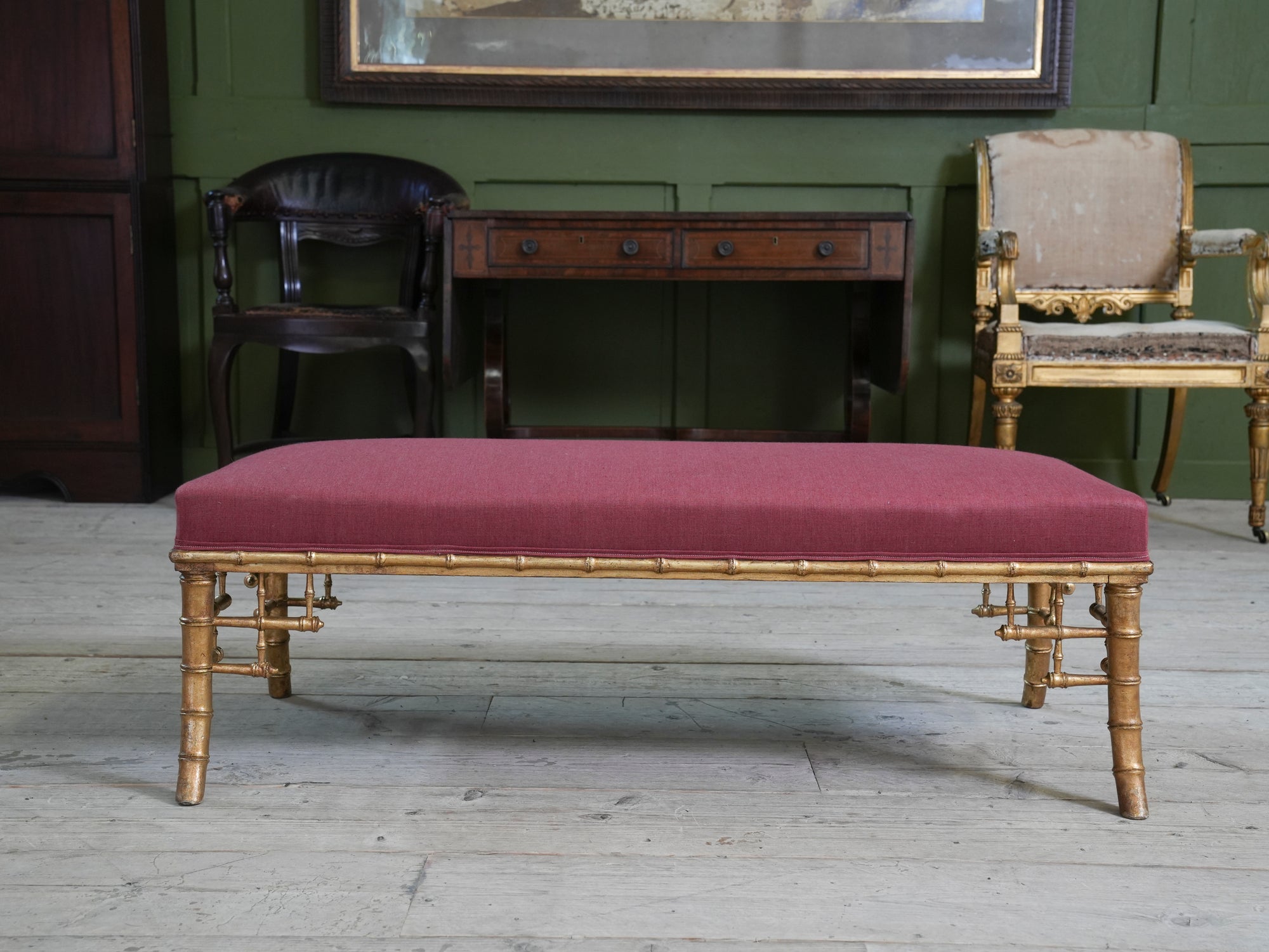 A 19th Century Faux Bamboo Gilt Stool