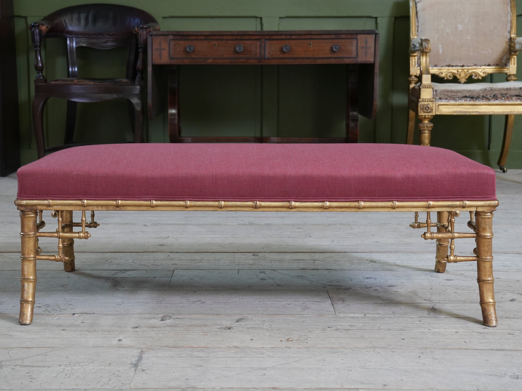 A 19th Century Faux Bamboo Gilt Stool
