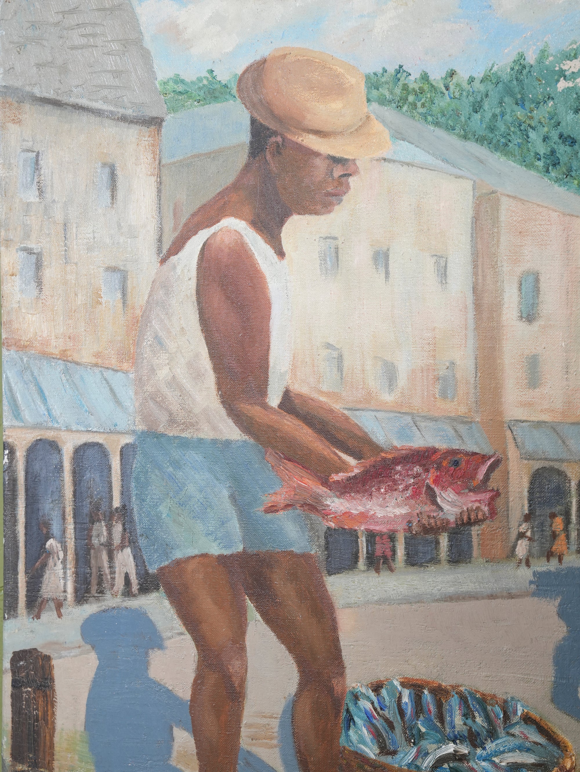A Caribbean Harbour Oil On Canvas