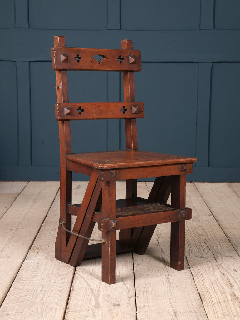 A Walnut Gothic Revival Metamorphic Chair