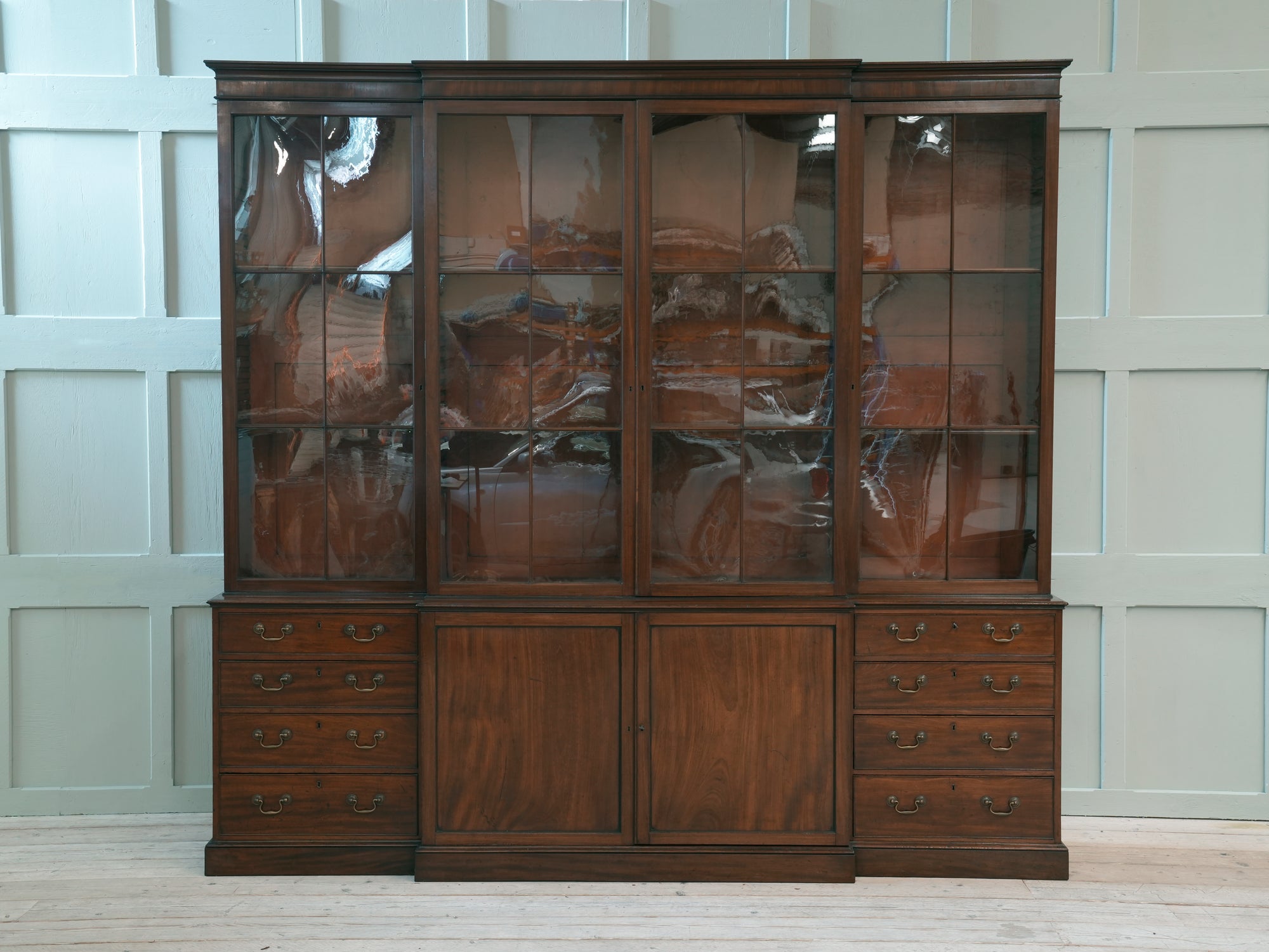 A Large George III Mahogany Breakfront Bookcase