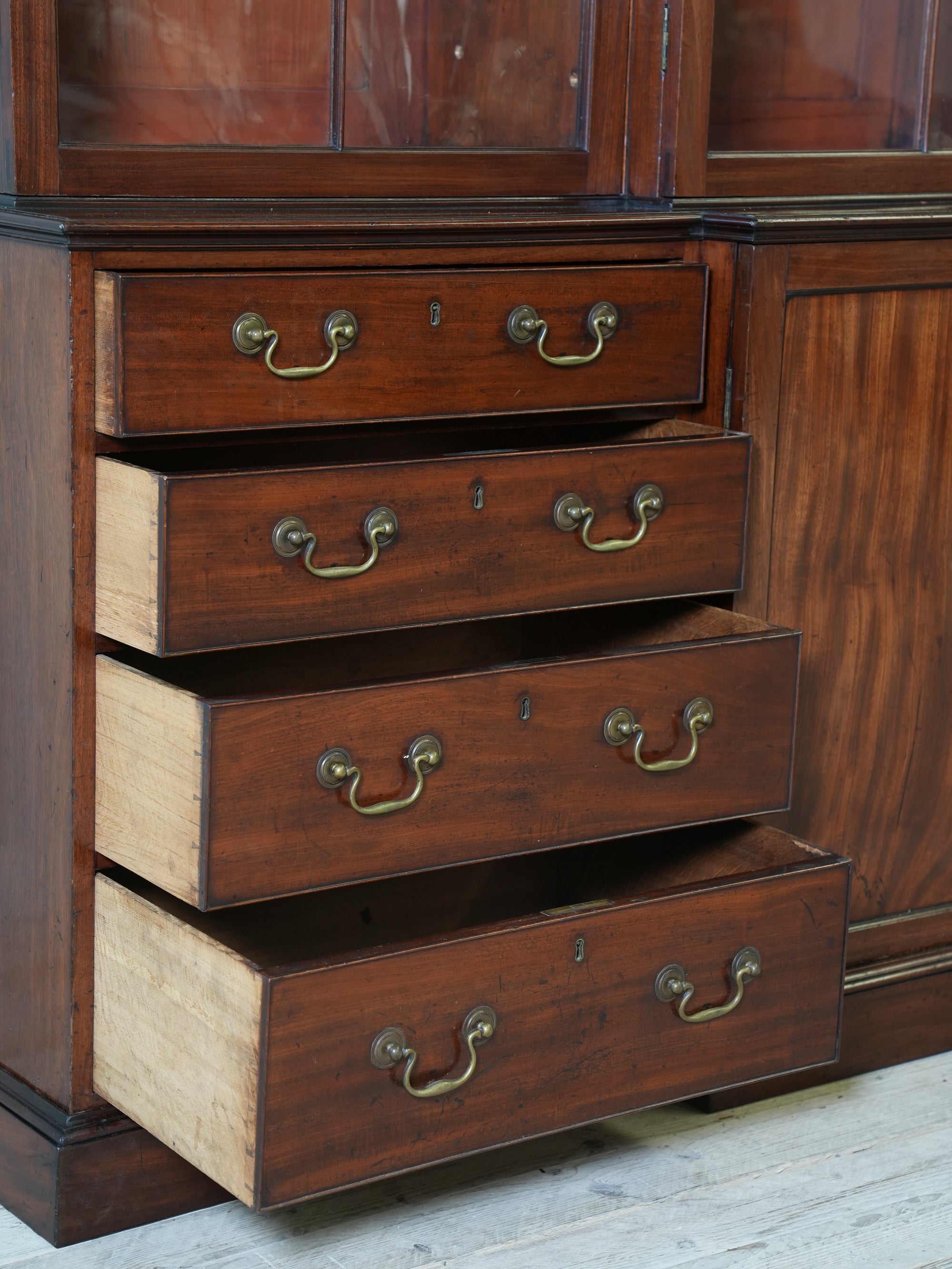 A Large George III Mahogany Breakfront Bookcase