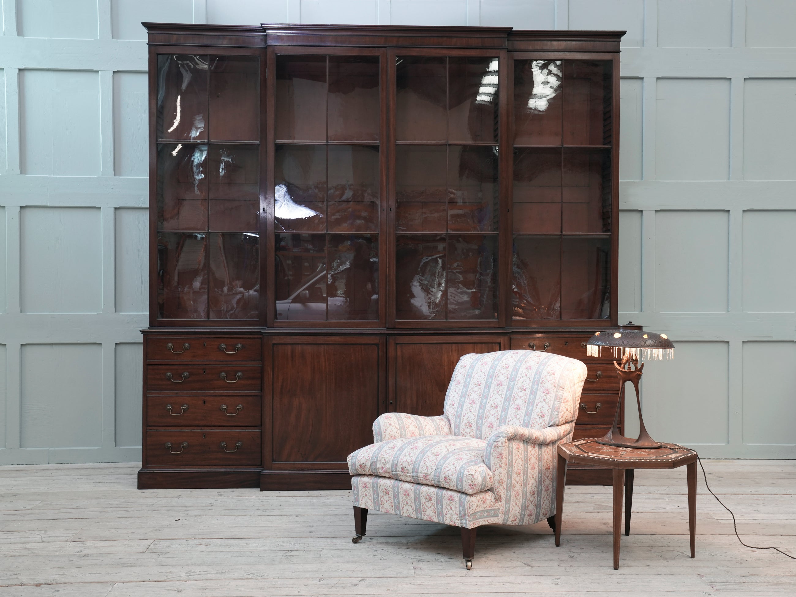 A Large George III Mahogany Breakfront Bookcase